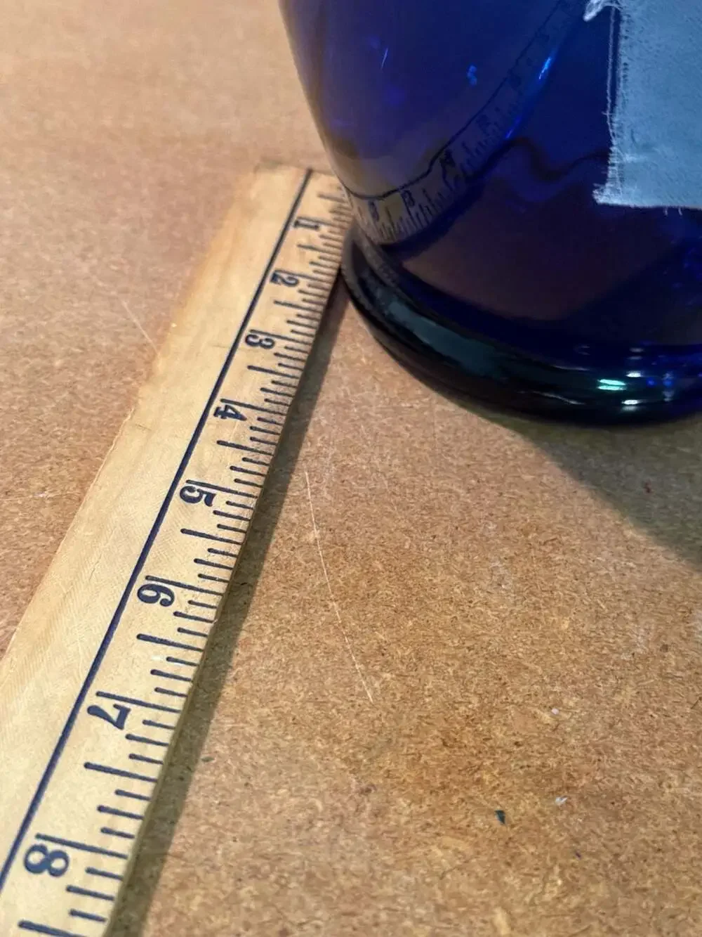Cobalt Blue Glass Flower Vase 5.5in Straw Ribbon Rustic Vintage Home Decor